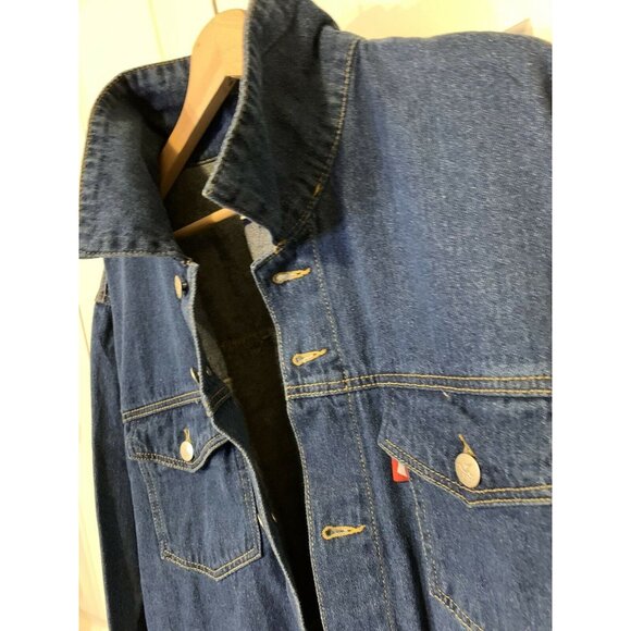 New Budweiser Denim Men’s Sz L‎ Blue Trucker Button Jean Logo Jacket NWT - Picture 3 of 11